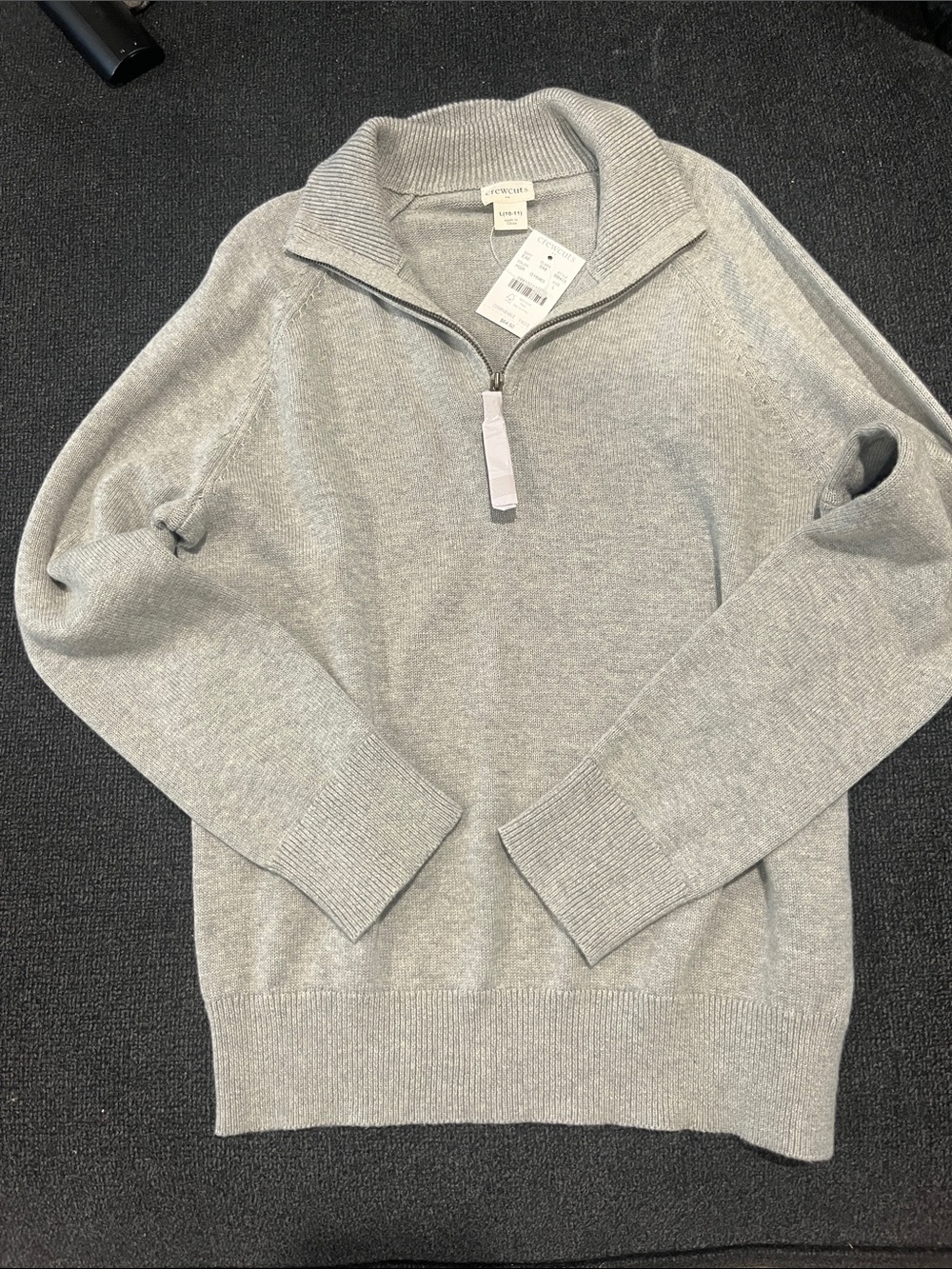 New with tags- Boys Crewcuts gray quarter zip sweater size L